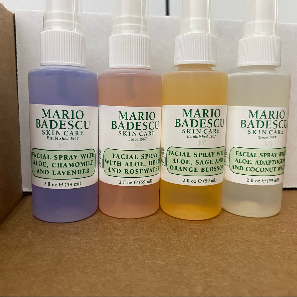 Mario Badescu Bundle of 4 Facial Spray 2 fl oz Coconut Lavendar Rose‎ Water Skin
